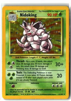 1999 Nidoking ⭐ 11/102 Holo Rare Base Set Vintage WOTC Pokemon HP - Image 1