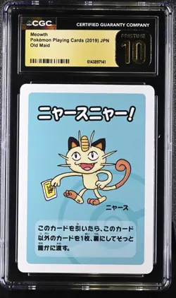 CGC Pristine 10 Meowth Old Maid Pokemon Playing Cards 2019 JPN 6165001083 - Image 1