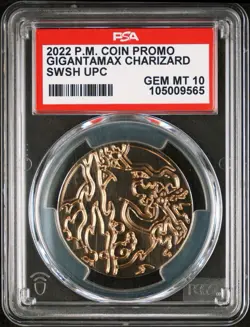 PSA 10 - 2022 Pokemon Promo Coin GIGANTAMAX CHARIZARD UPC - Image 1