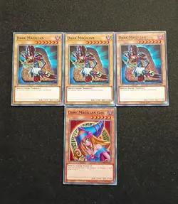 Yugioh! Dark Magician + Dark Magician Girl Common Lot (4x Cards) - Image 1