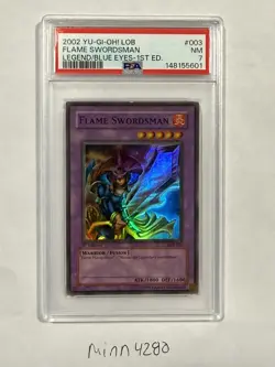 Flame Swordsman 1st Edition (Wavy) LOB-003 PSA 7 Yu-Gi-Oh! 2002 New Cert - Image 1