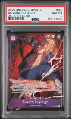 2025 ONE PIECE OP13-CARRYING ON HIS WILL ALTERNATE ART SILVERS RAYLEIGH PSA 8 - Image 1