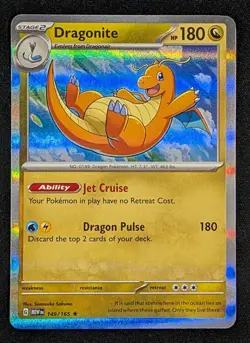 Dragonite 149/165 Pokemon 151 MEW EN Holo Rare Pokemon Card NM - Image 1