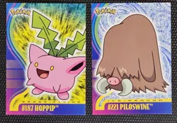 2001 Pokemon Topps Johto Series 1 Lot of 2 Cards - Piloswine #221 & Hoppip #187 - Image 1