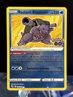 Pokemon Go TCG Holo Radiant Rare Blastoise Card 018/078 NM - Image 1