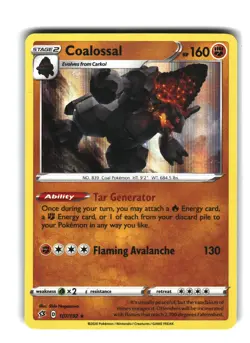 Coalossal 107/192 Rare Rebel Clash Pokemon Card Holo - Image 1