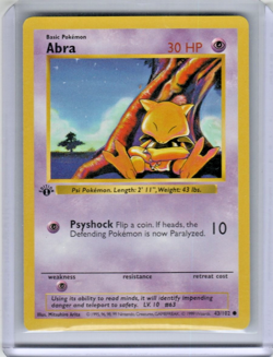 Pokemon Card - Abra Base Set (Shadowless) 43/102 Common 1st Edition LP - Image 1