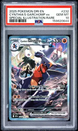 2025 Pokemon Destined Rivals Cynthia's Garchomp ex #232/182 PSA 10 GEM MINT - Image 1