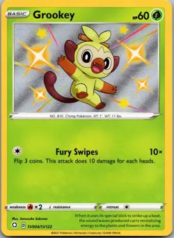 Grookey SV004/SV122 Shiny Rare Shining Fates Shiny Vault Pokemon Holo Near Mint - Image 1