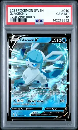 2021 POKEMON SWORD & SHIELD EVOLVING SKIES #040 GLACEON V PSA 10 - Image 1