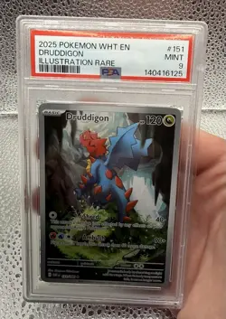 Druddigon 151/086 Sv: White Flare Illustration Rare Holo English PSA 9 2025 - Image 1