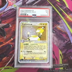 POP 120 2003 POKEMON EX DRAGON #89 AMPHAROS EX-HOLO PSA 5 RARE - Image 1