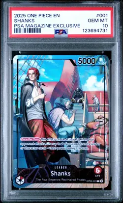 2025 ONE PIECE PROMOS PSA MAGAZINE EXCLUSIVE #001 SHANKS PSA 10 - Image 1