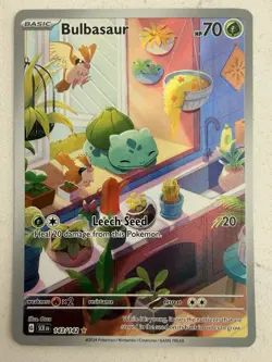 Pokemon Bulbasaur 143/142 Illustration Rare SV07: Stellar Crown Holo Basic Card - Image 1