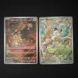 Pokemon TCG Meowth 2-Card Holo Lot: Team Rocket's 203/182, 106/094 - Image 1