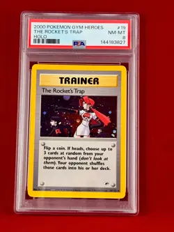 2000 Pokemon Gym Heroes ROCKET'S TRAP Holo Card #19 PSA 8 - Image 1