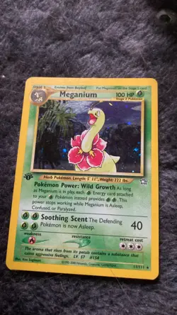 Pokemon TCG - Meganium 11/111 1st Edition Holo Rare Card near mint - Image 1