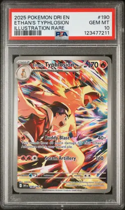 2025 POKEMON DRI EN-DESTINED RIVALS ILLUSTRATION RARE ETHAN'S TYPHLOSION PSA 10 - Image 1