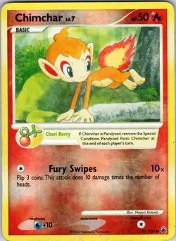 Chimchar (57) 57/100 Majestic Dawn Pokemon HP Reverse Holo - Image 1
