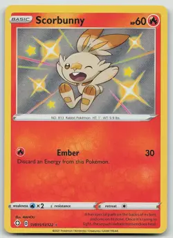 Pokemon Scorbunny SV015/SV122 Shining Fates Shiny Vault Shiny Rare Holo NM - Image 1