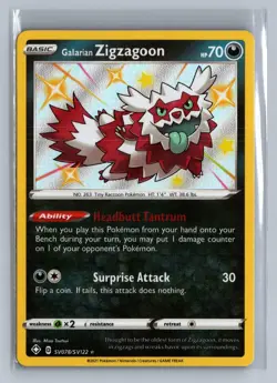 Galarian Zigzagoon SV078/SV122 Shining Fates Shiny Vault Pokemon Holo NM/M - Image 1