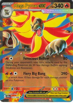 Mega Pyroar ex 015/086 Holo Double Rare Chaos Rising Pokemon Near Mint - Image 1