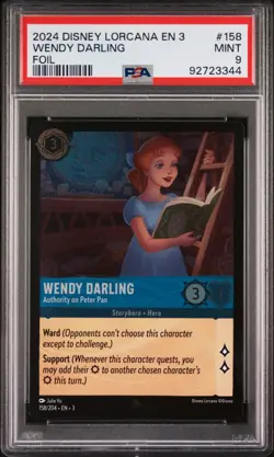 Disney Lorcana Wendy Darling Peter Pan 158/204 *FOIL* Super Rare PSA 9 MINT - Image 1