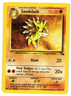 Pokemon TCG Sandslash 41/62 Uncommon Fossil Unlimited LP - Image 1
