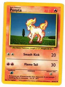 Pokemon TCG Ponyta 60/102 Common Base Set Unlimited VLP - Image 1