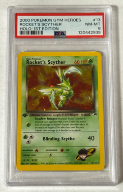 Rocket's Scyther Holo Rare 1st Ed. PSA 8 NM-MT 2000 Pokemon Gym Heroes #13/132 - Image 1