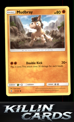 Mudbray 75/145 Pokemon Common SM - Guardians Rising Card NM - Image 1