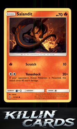 Salandit 15/145 Pokemon Common SM - Guardians Rising Card LP - Image 1