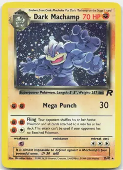 Dark Machamp 10/82 Rare Team Rocket Pokemon Unlimited Holo LP - Image 1