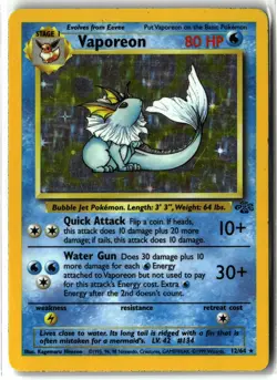 1999 Vaporeon ⭐ 12/64 Unlimited Holo Rare WOTC Vintage Jungle Pokemon LP - Image 1