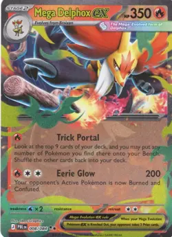 Mega Delphox ex 008/084 Double Rare Pitch Black Pokemon Holo Near Mint - Image 1