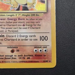 Pokemon TCG Base Set Charizard 4/102 Holo Rare Unlimited EN Wizards 1999 - Image 5
