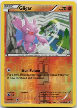 GLIGAR 36/108 COMMON ROARING SKIES POKEMON REVERSE HOLO LIGHTLY PLAYED - Image 1