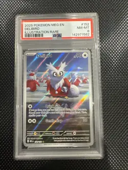 Pokemon TCG Delibird Mega Evolution Illustration Rare 152 PSA 8 - Image 1