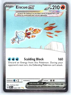 Eiscue ex 222/197 Special Illustration Rare Obsidian Flames Pokemon Holo LP - Image 1