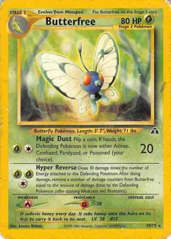 Butterfree 19/75 Rare Neo Discovery Pokemon HP/DMG - Image 1
