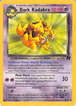 Dark Kadabra 39/82 Uncommon Team Rocket Pokemon HP/DMG - Image 1
