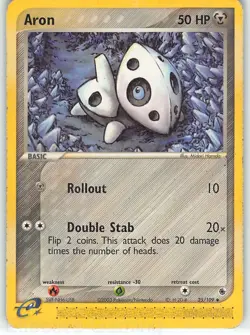 Aron 25/109 Uncommon Ruby & Sapphire Pokemon MP Harada - Image 1