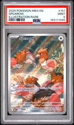 PSA 9 Spearow 151/132 Pokemon Me01: Mega Evolution Illustration Rare 2025 MINT - Image 1