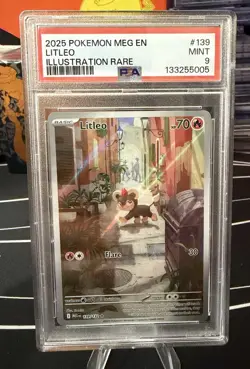 Pokemon Litleo 139/132 ME01 Mega Evolution Illustration Rare Holo PSA 9 - Image 1