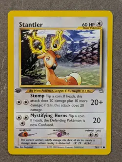Pokemon Card 2000 1ST EDITION STANTLER 76/111 Neo Genesis Common NM - Image 1