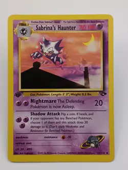 Sabrina’s Haunter 55/132 Gym Heroes 1st Edition Vintage Pokemon Card MP/LP - Image 1