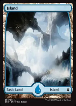 Island (256) - Foil - Full Art ~ Moderately Played Battle for Zendikar MTG Magic - Image 1