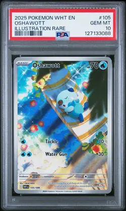 2025 POKEMON WHT EN-WHITE FLARE ILLUSTRATION RARE #105 OSHAWOTT PSA 10 - Image 1