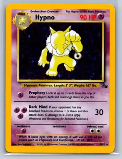 Hypno 8/62 Rare Fossil Pokemon Unlimited Holo Near Mint - Image 1