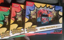 Pokemon Ascented Hero Ex Collection Box (Set Of 3) Feraligatr-Emboar-Meganium - Image 1